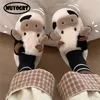 Animal duveteux hiver mignon mignon fime des femmes kawaii pantoufle femme chaude dessin animé lait vache de vache pantoufles drôles drôles 230826 237 s