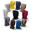 Sparsil unisexe tricot écharpe capuche chapeau hiver femmes cachemire bonnet Bonnet dame laine cou visage protéger cagoule Skullies hommes à capuche 230826