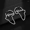 Stud Earrings Letter Love Africa Map Big Stainless Steel Gold/Steel Color Women African Ethnic Jewelry Gift