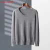 Herrtröjor Snaoutofit män kläder Pure Cashmere tröja vneck Business Casual Jumper 2023 Spring Autumn Basic Knit Pullover 230826