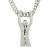 Hip Hop Hommes Rappeur diamant pendentif collier en argent brillant Acclamations gars pendentif zircon bijoux boîte de nuit accessoire Chandail Clavicule chaîne Cubaine 1788