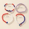 Charm Armband 4st/Set White Red Blue Beads Armband America Independence Day Fashion Heart Pendant Elastic 2023 Trendiga handsmycken