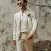 Costumes pour hommes Blazers plage Beige lin hommes costumes Slim Fit été mariage smoking pour garçons d'honneur décontracté mâle mode Blazer avec pantalon 2 pièces 230826