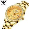 Horloges Dames diamanten horloge Vrije tijd Vrouwelijk Stalen band Sieraden Klok Mode Waterdicht Lichtgevend quartz gouden polshorloge