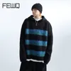 Sweats à capuche pour hommes Sweatshirts FEWQ Stripe Laine Mélangée Pull à capuche 2023 Rayé avec chapeau Casual Male Tops Mode coréenne Automne Hiver 24x1395 230826