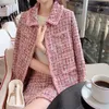 Vestido de duas peças unxx outono inverno tweed duas peças conjunto mulheres roupas femininas vintage lapela jaqueta curta manga longa casaco saia terno senhora do escritório 230827