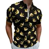 Polos masculinos caindo banana casual t-shirts engraçado fruta polo camisa y2k verão manga curta padrão roupas tamanho grande