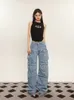 Jeans femininos grunge punk high street estilo oversized carga jean primavera outono y2k moda coreana bolsos soltos denim namorado calças 230826