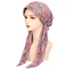 Beanie/Skull Caps Geebro Womens Muslim Hijab Leaves Flower Print Hat Turban Cap Cover Scarf Wrap Pre-Tied Headwear Stretch Bandana 230826