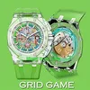 APS Factory Watches APSF Aet Grid Game 44mm Sapphire Crystal Chronograph Automatisk A3126 Movement Mens Watch Green Dial Rubber Strap Gents Arm Wristwatches