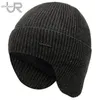 Beanie/Skull Caps Heren Wintermuts Fleece toevoegen Warme oorklep Cap Stijlvolle zachte muts voor heren Outdoor Dikker Skisport Gebreide muts 230826