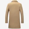 Trenchs pour hommes manteaux vêtements d'extérieur simple boutonnage revers Long manteau veste mode automne hiver pardessus décontracté grande taille en laine