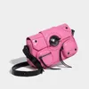 Akşam çantaları motosiklet serin kız çantalar kadın omuz çantası perçin perçin zihinsel dekor satchels crossbody pembe çanta 230826