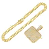 Hip Hop Men Rapper Diamond Pendant Necklace Shiny Cut Da Tick Square Pendant Micro-Inset Zircon Jewelry Night Club Accessory Sweater Collone Cuban Chain 1797