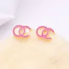 Boulonnages de créateurs de luxe Double lettres C boucles d'oreilles à étalons Fashion Wedding Party Gifts Femme Joan Accessoires