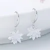 Dangle Earrings Fashion Elegant Snowflake White Zircon Crystal Round Pearl Drop Bridal Wedding Party Jewelry