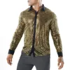 Chemises habillées pour hommes 2023 Mode Hommes Sparkly Paillettes Party Dance Rétro 70s Disco Discothèque Chemise Tops Single Breasted Performance Vêtements 230826