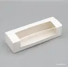 Present Wrap 10st Macaron PVC Boxes med Clear Window Paper Packaging Box Cookie Containrar för hemdessertbutik Kraft