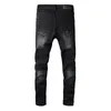 Herrenjeans Herren Schwarz Distressed Scratched Printing Slim Jeans Streetwear Beschädigte Löcher High Stretch Skinny Angel Gedruckt Zerrissene Jeans 230827