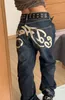 Kvinnors jeans brev tryck svarta byxor baggy jeans kvinnor hög kvalitet gothy y2k lös rak ben bred ben byxor gata s mode 230826