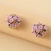 Boucles d'oreilles Rose strass Zircon pour femmes, boucle de tempérament léger, bijoux de luxe, accessoire de mode, cadeau