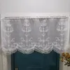 Cortina francesa con doble perla, parte inferior de encaje, corta, transparente, americana, bordada de alta calidad, medio hilo, cortinas para ventana, puerta de cocina