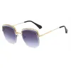 Half Frame Metal Sunglasses Men Women Brand Designer Semi Rimless Sun Glasses Gradient Lens Oculos De Sol Uv400