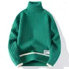 Men's Sweaters High Collar Men Vintage Twist Sweater Solid Color Male Fit Knitted Pullover Loose Mens Retro Multicolors