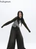 Damen Strick T-Shirts Abgeschnittene Strickjacke Frauen Pullover Mode Koreanische Strickwaren Patchwork Rollkragen Tunika Jacken Sueter Mujer Pullover Mantel Y2k Tops 230827
