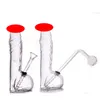 Lifelike Unique Men Penis Glass Oil Burner Bong Hookahs Creative Recycler Water Pipe Mini Cigarette Cigar Bubbler Dab Rigs for Smoking with Oil Burner Pipe