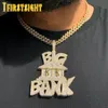 Pendant Necklaces Iced Out Bling Heavy Chunky CZ Letter Big Bank Pendant Necklace Cubic Zirconia Dollar Symbol Bank Charm Men Hip Hop Jewelry 230826