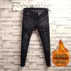 Calças de brim masculinas calças de inverno para homens magros y2k designer escovado jeans homens magro preto plush e engrossar roupas de luxo 90s streetwear calças 230827