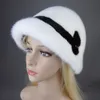 Chapeaux à larges bords Chapeaux de seau hiver automne russe fille femmes chapeaux chaud décontracté beau luxueux doux élégant bérets casquette véritable vison fourrure seau baril chapeau 230826