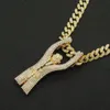 Hip Hop Hommes Rappeur diamant pendentif collier en argent brillant Acclamations gars pendentif zircon bijoux boîte de nuit accessoire Chandail Clavicule chaîne Cubaine 1788