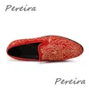 Klänningskor Fashion Men Casual Flats broiderey Guld Floral Loafers Red Blue Black Slip On Comfort Male Handmade Flat 230826