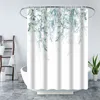 Shower Curtains Shower Curtain Green Plant Leaf Vines Flowers Print Modern Nordic Minimalist Polyster Home Decor Bathroom Curtain with Hooks 230826