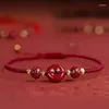 Charm Bracelets Fidelity Cinnabar Bracelet Safety Buckle Female Woven Lucky Little Red Rope Lotus Transfer Beads