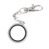 Keychains 1pcs 30mm Round Alloy Floating Charm Locket Keychain Twist Living Memory Glass Key Ring Jewelry Accessories
