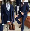 Brudgum Wear 3 -stycken Gray Men Suits 2023 Slim Fit Peak Lapel One Button skräddarsydd Terno Masculino (Jacka+Pants+Vest) Q230828