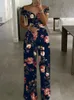 Kobiety Jumpsuits Rompers Floral Print Jesksuit Summer Chicka proste impreza kombinezon Y2K Club Romper Elegancki zręcz na ramię z rękawem Skoczki 230828