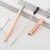 Ballpoint Pens 50Pcs/Lot Slim Metal Ballpoint Pens Rose Gold Custom Advertising Lettering Engraved Name School Office Supplies Gifts 230827