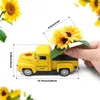 Plateaux à thé décoratifs de vacances, Mini camion métallique jaune avec fleurs, ampoules d'ornement intelligentes à plusieurs niveaux, décorations de noël, flocon de neige