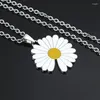 Pendant Necklaces Yungqi Daisy Necklace For Women Men Silver Color SunFlower Hip Hop Enamel White Fashion Charm Jewelry