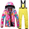 Skiing Suit Suit South Single and Double Board Ski Thickened Cotton Padded Windproof Waterproof Warm Snowboarding Set 230828