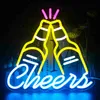 Bar Cheers Neon Sign Bar Restaurant Store Wall Decor Neon Light Anpassad personlig ölflaska LED -skylt Akryl USB Neon HKD230825