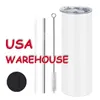 USA CA Warehouse空白のスキニー卸売バルクステンレス鋼20オンス昇華タンブラーストレートストロー0426