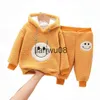 Kleidungssets Kleidungssets Winter für Mädchen Jungen 1 2 3 4 5 Jahre alte Kinder Dicke Samt Hoodies Sweatshirts Hosen 2 Stück Trainingsanzüge Babyanzug x0828