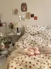 Bedding sets Red Love Patter 100% Cotton Girl's HomeTextile Duvet Cover and Bedsheet Quilt Cover Soft Luxury Bedding Set Ins Fashion 230827