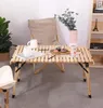 Camp Furniture Wooden Folding Table Compact Fold Up Roll Out Top For Picnic Camping Beach Cookouts Barbecue Foldable Outdoor