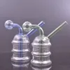 2pcs Mini verre brûleur à mazout Bong narguilé conduites d'eau avec épais Pyrex clair Heady recycleur Dab Rig main Bongs pour fumer avec bol d'huile de 3 cm